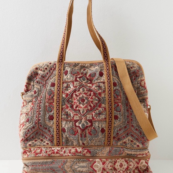 Free People Red and Tan Patterned Tote - Picture 1 of 3
